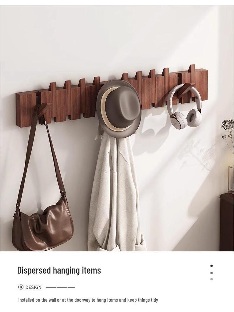 Solid Wood Wall-Mounted Piano Key Coat Hook - No-Drill Storage Rack for Clothes & Hats