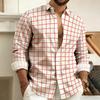Best-Selling Men's 3D Printed Plaid Long-Sleeved Shirt, Fashionable Men's Shirt, Outdoor Casual Street Style Shirt