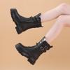 Mode AIYUQI Damen Winterstiefel 2025 Neue Plateau Echtleder Damen Mittelstiefel Wolle Warm Bikerstiefel Damen