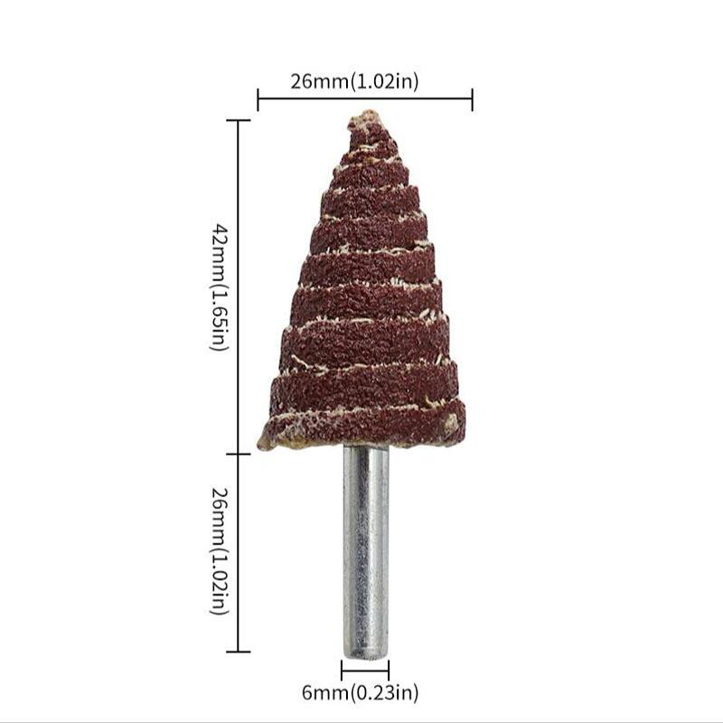 Conical Sandpaper Grinding Head With Handle, Sandcloth Grinding Head, 6mm Round Handle, Polished Pointed Impeller