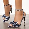 Sandale cu Toc Înalt Design Puncte cu Fundiță Dulce Marcă Modă Femei Curea la Gleznă Cataramă Mărime Mare 43 Pantofi Eleganti cu Toc Înalt