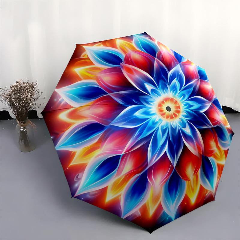 1pc Floral Mandala Design Umbrella with Plastic Handle,Suitable for All Seasons Home Travel Outdoor UmbrellaDD1094