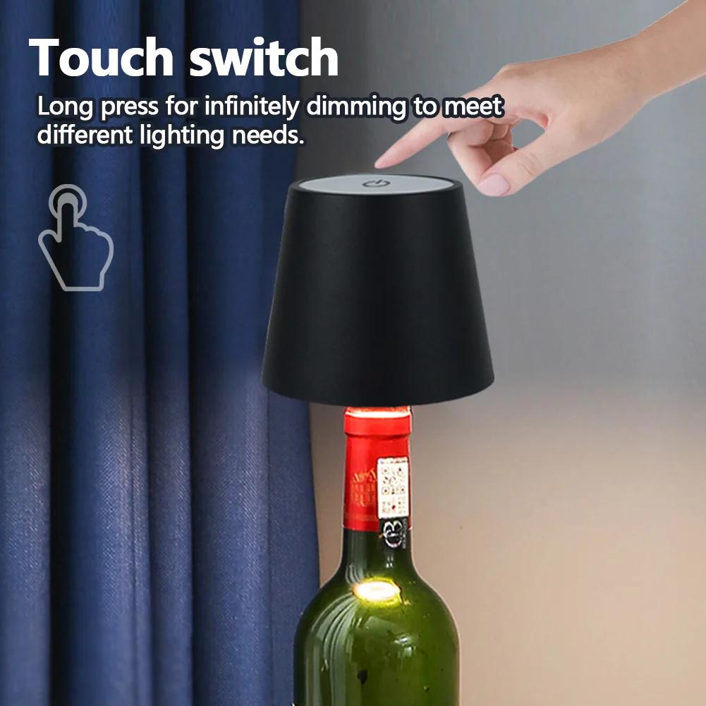 Wireless Wine Bottle Lamp Type-C Charging Touch Control Wine Bottle Light Dimming LED Table Lamp Bar Cafe Atmosphere Night Light