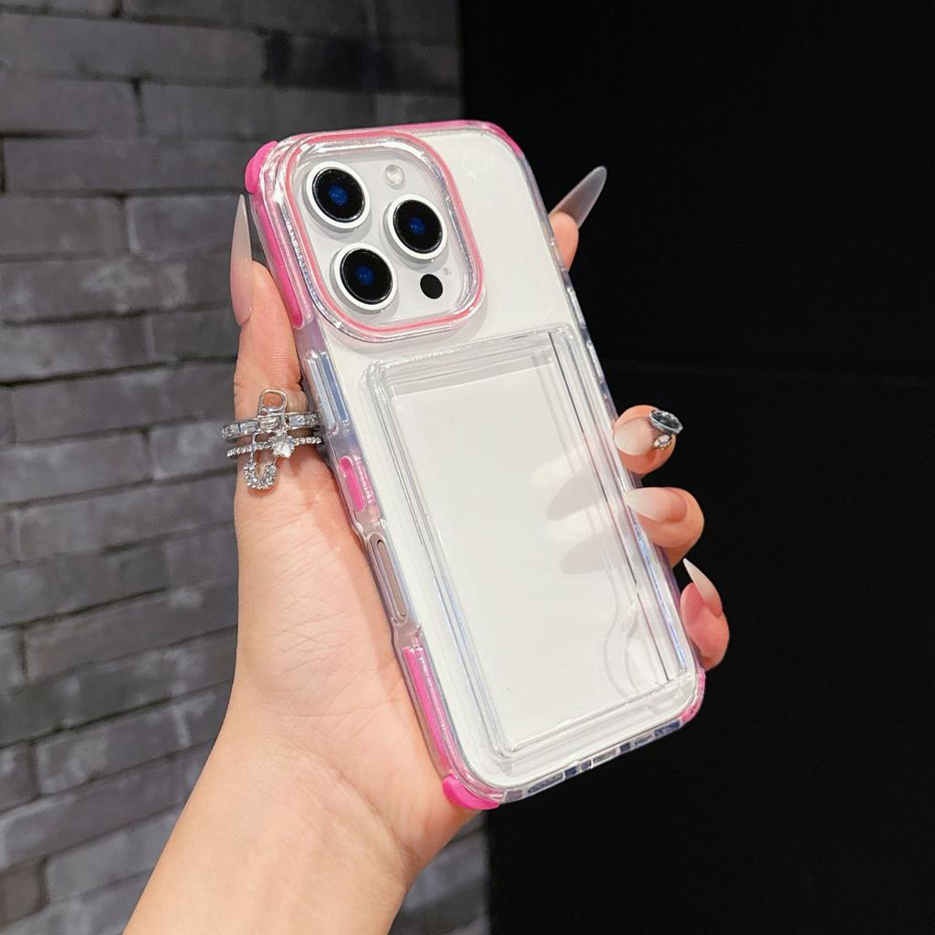 Candy Acrylic Rainbow Card Bag Suitable for Iphone16 Mobile Phone Case Four Corners Anti Fall 15 Transparent Card 14 Anti-fall