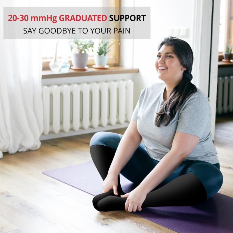 1 Paar Kompressionsstrümpfe in den Größen 2XL–7XL für Damen und Herren, 20–30 MmHg, breite Waden-Kniestrümpfe für Sport, Laufen, Yoga