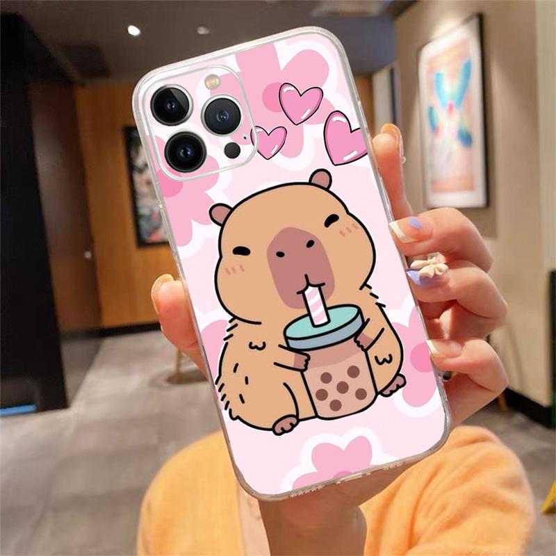 cartoon Cute capybara Phone Case Carcasa Funda For iPhone 17 Pro Max Air 16 15 14 13 Pro Max 15 16 Pro 15Plus Case