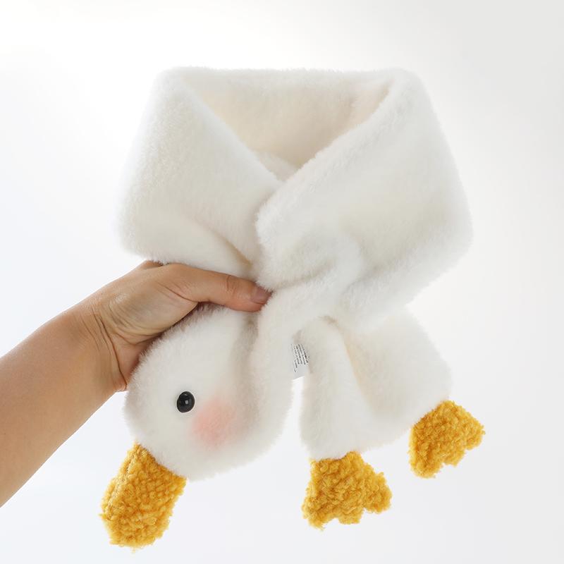 Winter Cartoon Gans Plüschschal für Jungen & Mädchen - Warmer, winddichter Nackenschutz für Kleinkinder.