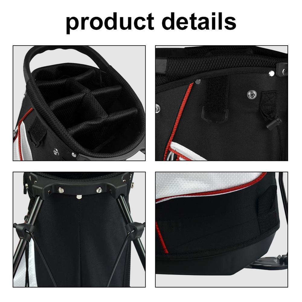Portable Golf Rack Bag With Braces Bracket Golf Bag With Stand Support Lightweight Golf Bag