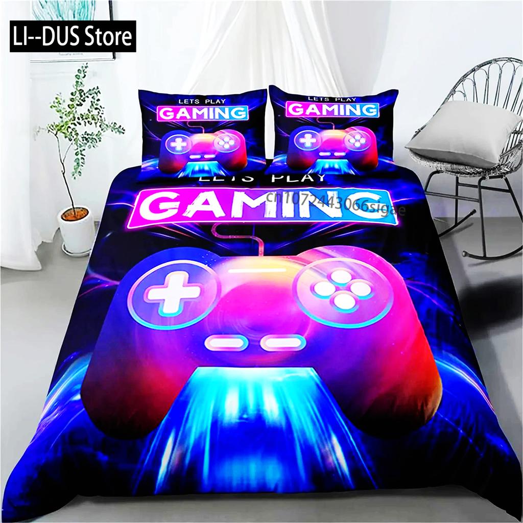Gaming Bedding Set Game Bed Cover 135 For Adults Boys Soft Microfiber Modern Gamepad Duvet Cover Decorative With Pillowcase