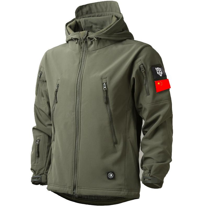 Men's Tactical Softshell Fleece Jacket: Windproof, Waterproof, Outdoor Sports Outerwear.