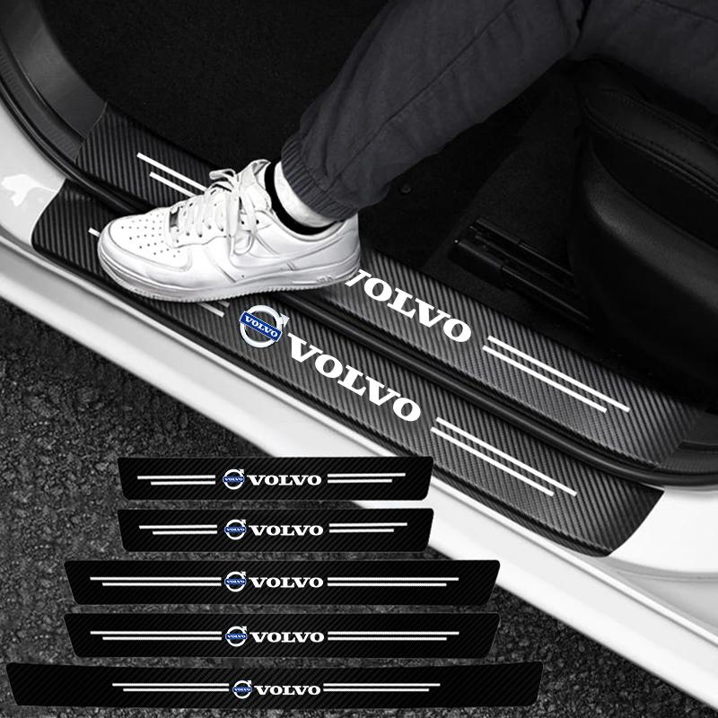 High-quality Carbon Fiber Car Door Sill Protector Sticker For Volvo EX30 XC60 XC40 V60 V40 XC90 XC70 V50 S60 S90 EX90 ES90 AWD