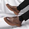 Fashion Men Derby Shoes Lace Up Oxfords Hole British Summer Office Casual Business Dress Shoes Men Leather Fashion Wedding Shoes
