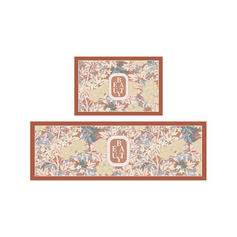 Retro American Kitchen Mat Full Of Long Floor Mats, Two-Piece Set Of Household Water-Absorbing Oil-Absorbing Wear-Resistant Foot Mats