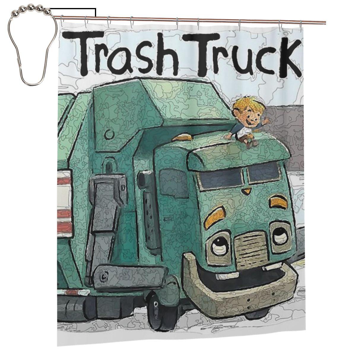 

Trash Truck Cartoon Netflix Shower Curtain Bathroom Polyester Waterproof Bath Curtains With Hooks W60H190(CM)-1 Pcs