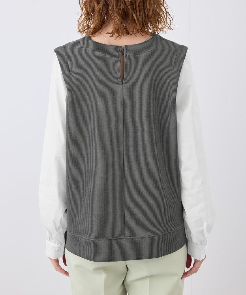 ROPE PICNIC Woven Fabric Combination Gray Women's Pullover, (07)