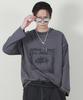 Deumakeu Square Graphic Stitch Long Sleeve T-Shirt Charcoal