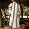 European and American summer new black and white striped loose shirt skirt lapel single-breasted leisure vacation wind