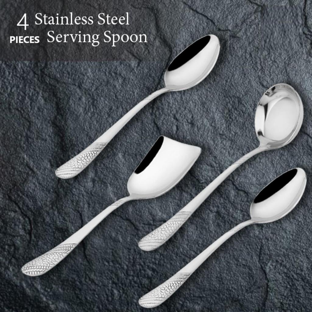 4 Pieces Stainless Steel Serving Spoons Set for Dining Table/Kitchen, 1.8 Mm Heavy Gauge
