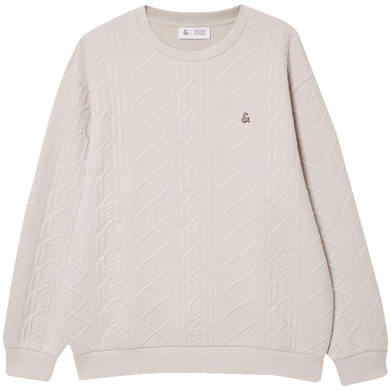 Jack&Jones Men's Autumn Textured Jacquard Crew Neck Sweatshirt