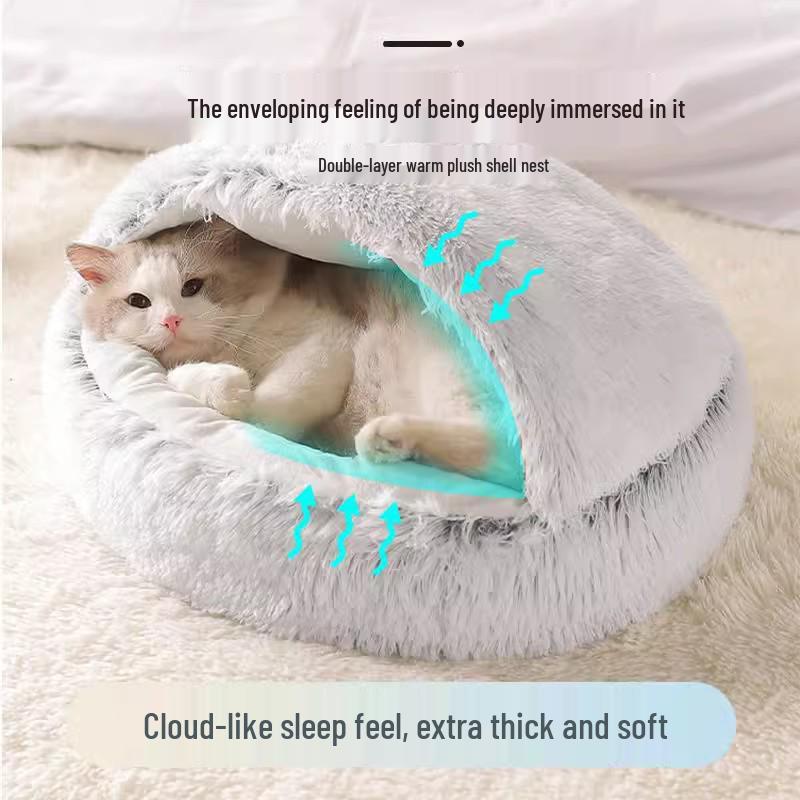 All-Season Enclosed Cat House: Cozy Bed for Cats and Dogs