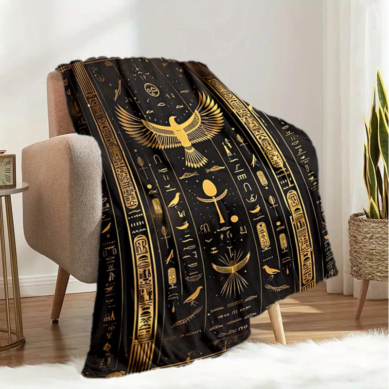 1PC Egyptian theme printed blanket, all season lightweight home office outdoor nap multifunctional blanket A2