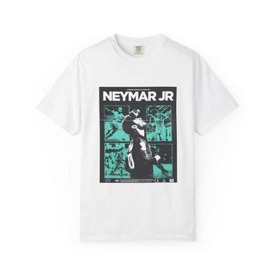 Neymar Fußball-Ikone Retro-Panel-Illustration Kinder-T-Shirt | Neongrün