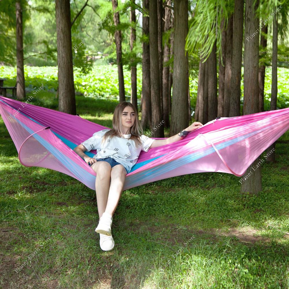 Single Portable Travel Outdoor Camping Hanging Sleeping Hammock with Mosquito Net Camping Hammock Hanging Sleeping Hammock
