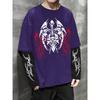 Men'S High Street Hip-Hop Dark Style Double Sleeve Print T-Shirt, a Fashionable New Arrival for Spring