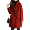 Damen-Mantel, einfarbig, mittellanger Reverskragen mit Knöpfen, locker sitzend, warm, Polyester, Winter, warm, Damen-Zweireiher-Mantel für Damen