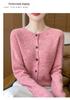 Women's Polka Dot Wool Cardigan, Round Neck, Single-Breasted, Korean Style Loose Fit for Autumn/Winter