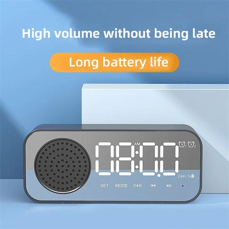 Desktop Alarm Clock Bluetooth wireless audio mini LED mirror digital clock mobile phone speaker stereo audio TF Card FM radio