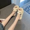 Thick Bottom Soft Rubber Women's Non-slip Heightened Home Casual Slippers Summer Outdoor White With Solid Color Sandals Slippers