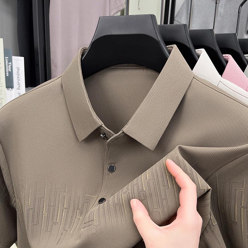 Lapel Men'S Polo Shirt Casual Men'S Printed Short Sleeve Bottom Shirt Spot