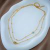 IFYOUOO Stainless Steel Multilayer 2in1 Eye Pendant Necklace For Women New Girls Clavicle Chains Jewelry Holiday Gifts
