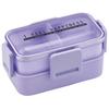 Skater Bento Box 2 Tiers 600ml for Women Antibacterial Fluffy Dome Lid See-Through Lavender Made In Japan PFLW4AG-A