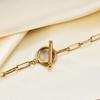 Spilla Rettangolare in Oro 18K Collana Semplice in Acciaio Inossidabile con Chiusura OT da Donna