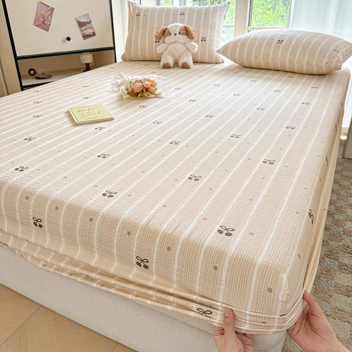

2025 Single Item Bed Hat Class A High Grammage Cotton Double-layer Yarn Mattress Cover Korean Version Breathable Skin-friendly 48x74cm 2 pillowcase