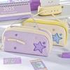 Kawaii With Handle Pencil Case Multi-layer Star Design Pen Bag Large Capacity Pencil Pouch School Supplies