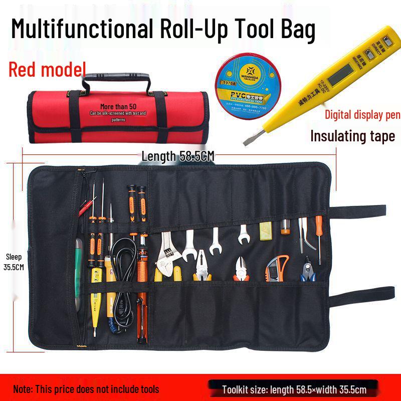 Golden Knight Electrician & Plumber Roll-Up Tool Bag - Multipurpose Canvas Storage with Insert Pockets