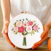Flower Cotton Stamped Embroidery Cross Stitch DIY Starter Needlepoint Kit