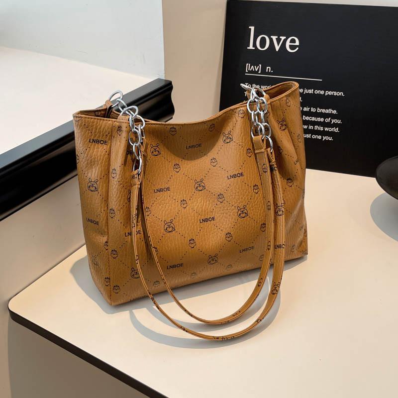 

Новая повседневная сумка-тоут модная ретро сумка с принтом большой вместимости классическая универсальная сумка через плечо коричневый