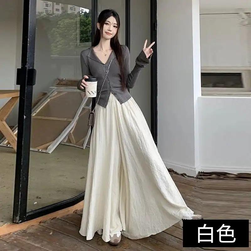 

Women Summer Flowy Wide Leg Skirt Pants for Daily Wear S белый