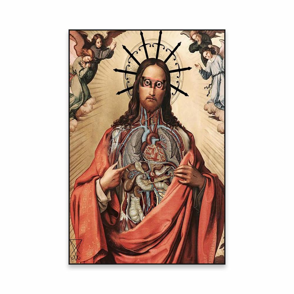 Fashion Altered Art Poster Funny Portrait Art Prints Oil Painting Baroque Prints Vintage Art Canvas Painting Room Decoration