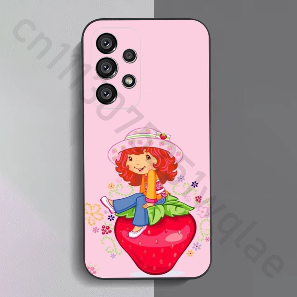 Strawberry Shortcakes Phone Case For Samsung S9,S10,S20,S10,S21,S25,S24,S23,Ultra,FE,Plus,Lite,Soft Silicone Black Cover
