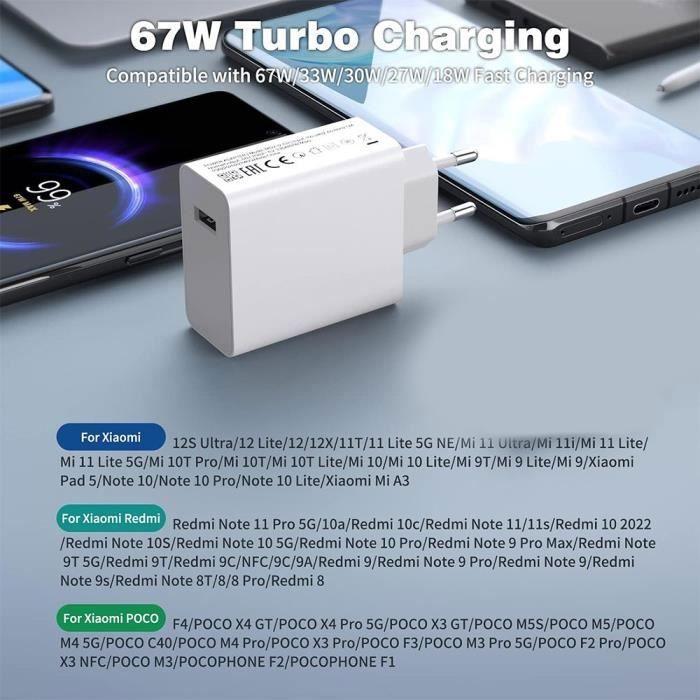 67W Fast Wall Charger Compatible with Xiaomi Redmi Note 14/14 Pro, Note 13,/13Pro, Redmi 13C 14C 15C,Xiaomi 15t