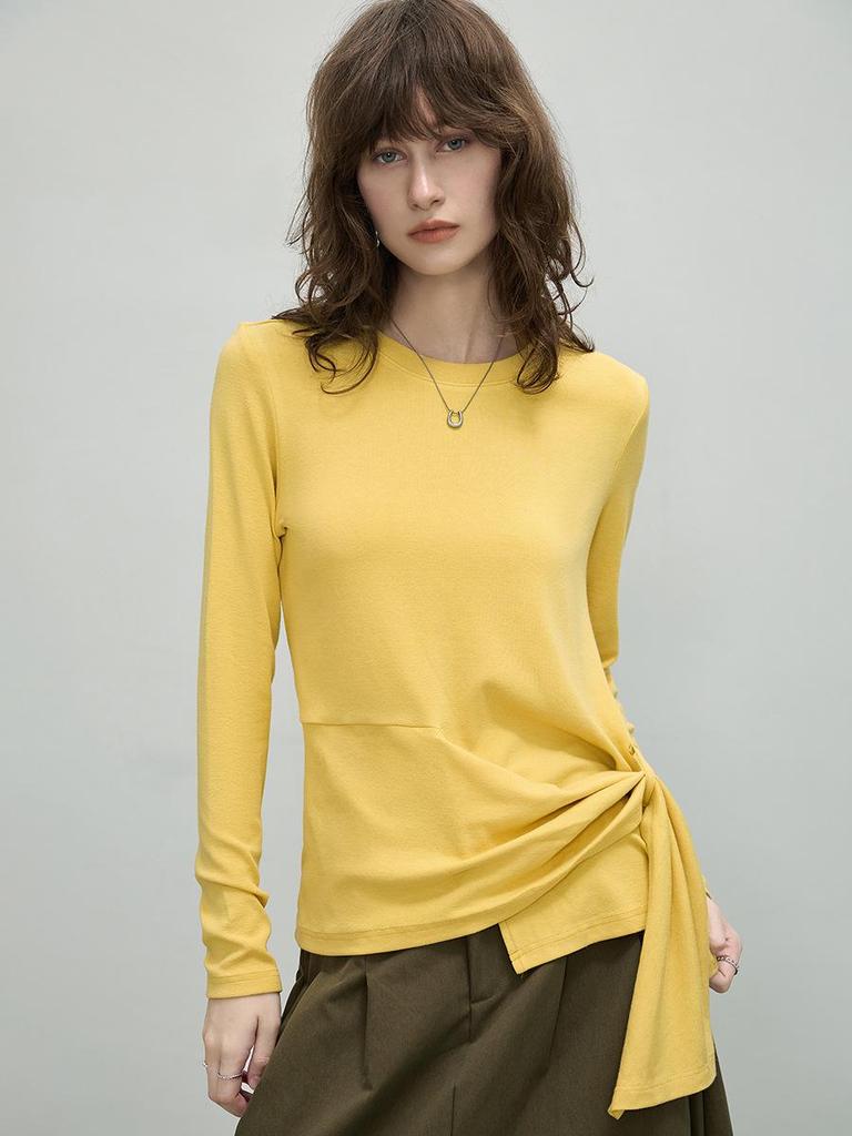 Women's Irregular Long-Sleeve Tie-Up Shirt - Autumn 2025