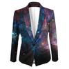 Womens Gradient Starry Sky Print Blazer Slim Fit Business Casual Jacket With Notched Lapel Single Button