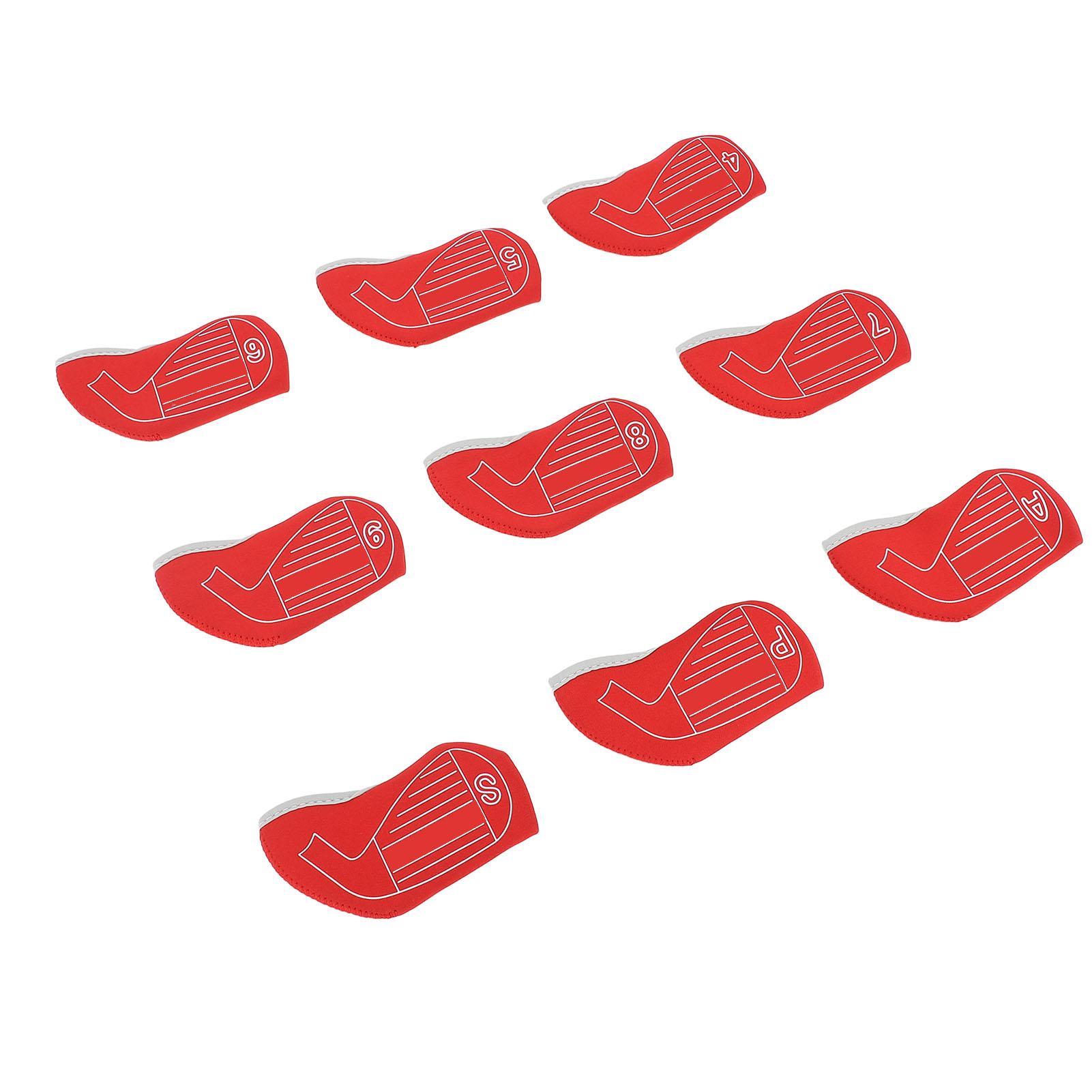 

9PCS Club Head Covers Set Fabric Shockproof Anti Slip Protective Headcovers for Iron Clubs Red