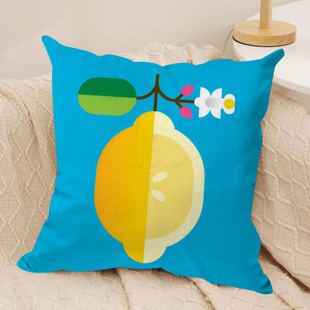 Fruits Anime Simple Cushion Cover Soft Plush Fabric Double-Sided Printed Sofa Cushion Cover for All Seasons Home Decor Gift