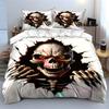Skull Breaking Through Wall Print Bedding Set 1 Duvet Cover 2 Pillowcases for Adult and Children Luxury Gift Full Size